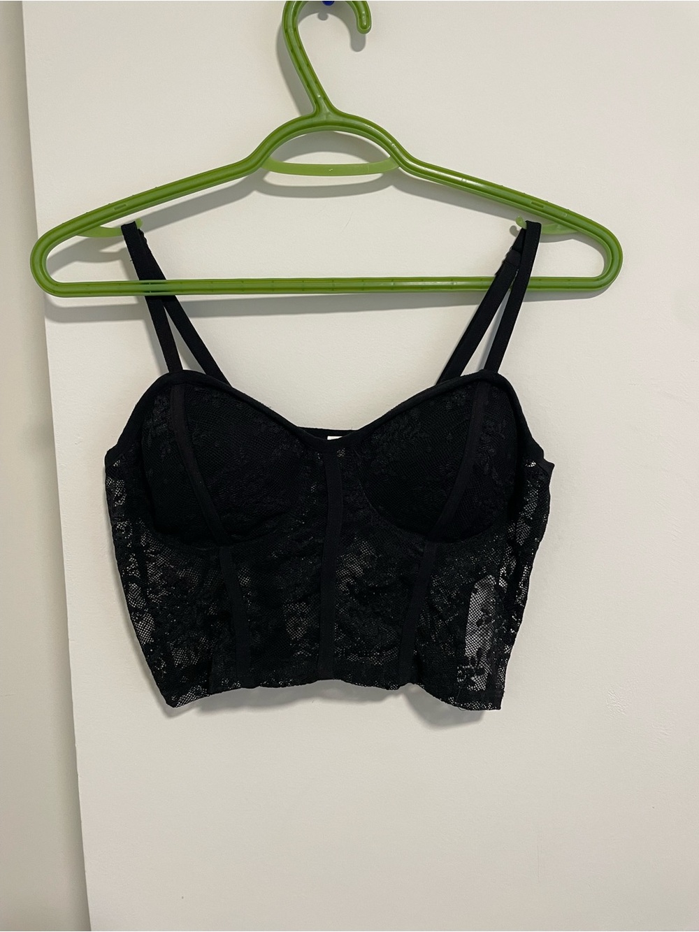Black Lace Longline Bralette Crop Top - Women Intimates